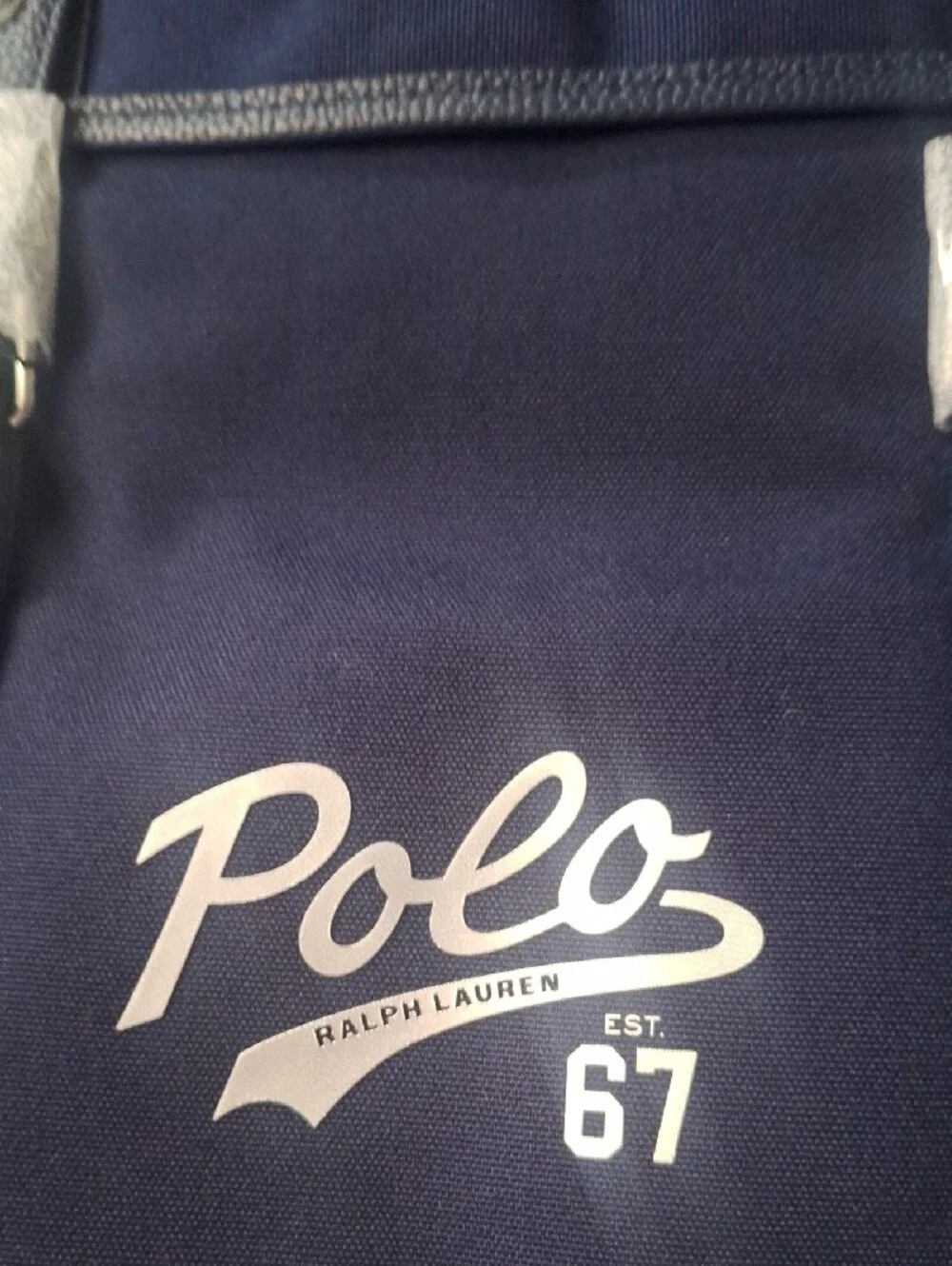 Polo by Ralph Lauren Navy Logo Backpack with Leather-Trim Straps